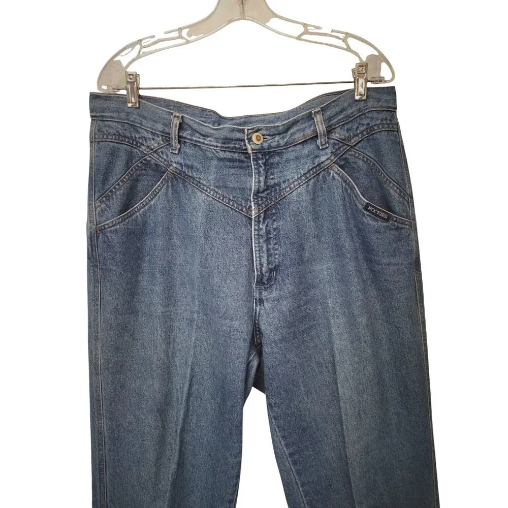 Rockies Jeans Womens 16W High Rise Bareback Front Yoke‎ Vtg Western 36x35